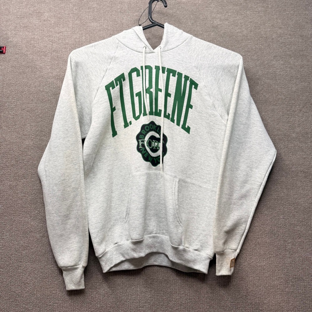 Vintage Fruit of the Loom FT Greene Brooklyn Hoodie Gray Made in USA XL